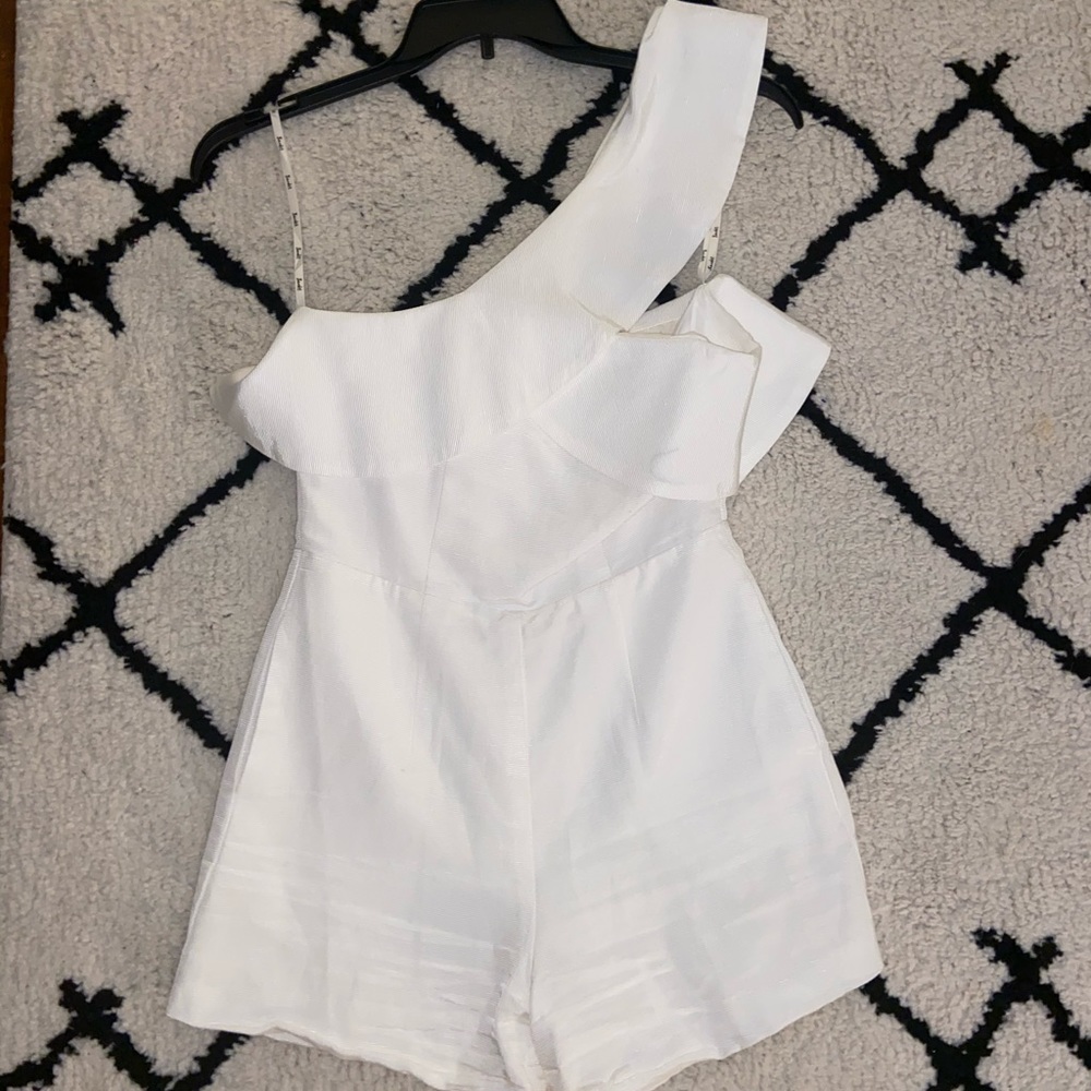 bardot one shoulder romper